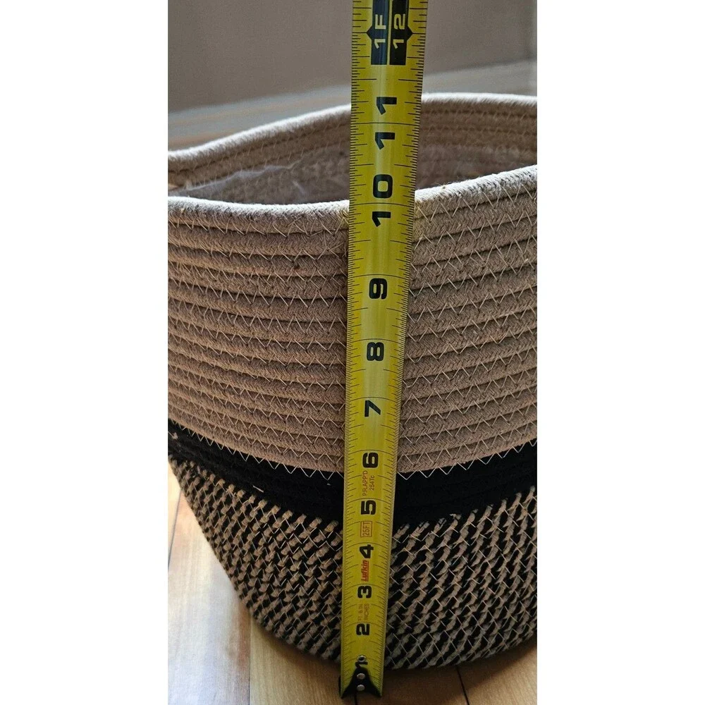 Modern Woven Cotton Rope Plant Basket / Storage Bin with Plastic Liner (10
